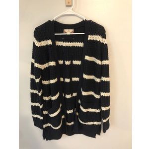 Pink Rose White and Navy Striped Cardigan